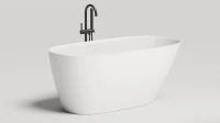 Ванна из искусственного камня Salini Sofia S-Stone 150x75 см, отдельностоящая, матовая белая, овальная, с донным клапаном