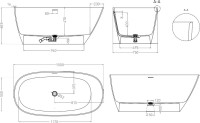 Ванна из искусственного камня Salini Sofia S-Stone 150x75 см, отдельностоящая, матовая белая, овальная, с донным клапаном