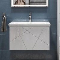 Тумба с раковиной Vigo Geometry 70 подвесная, белая, раковина Como 70