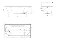 Акриловая ванна 1MarKa Alisa MG R Премиум 170x75 см, угловая, правая, пристенная, белая, асимметричная, с каркасом, с экраном, со сливом-переливом