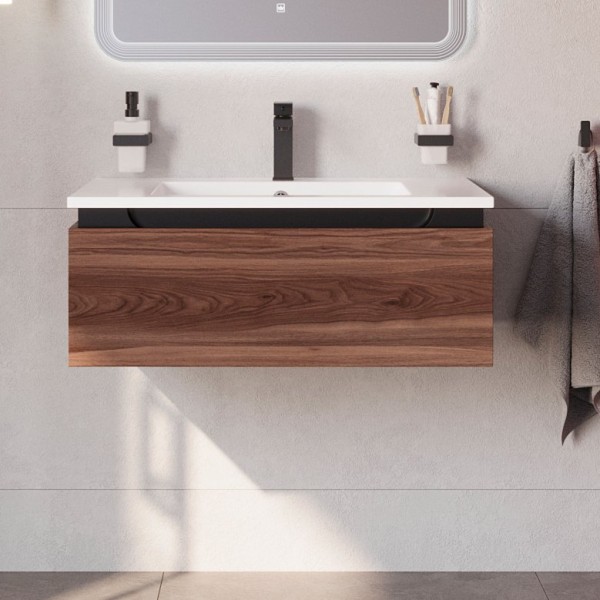 Тумба под раковину Cezares Slider 80 подвесная, 1 ящик, дымчатый орех