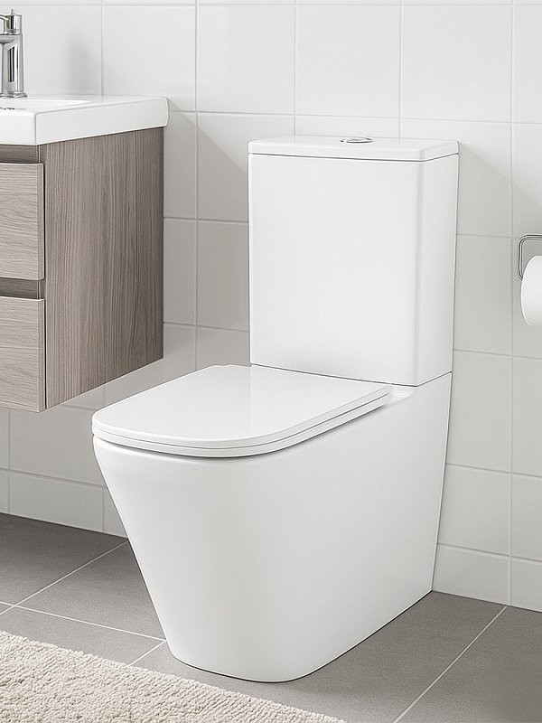 Унитаз-компакт напольный AZARIO Terra AZ-6003-A безободковый, с микролифтом, глянцевый белый