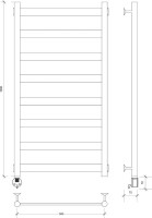 Полотенцесушитель электрический Secado Комано 2 105x55 см, подключение слева, матовый черный, лесенка