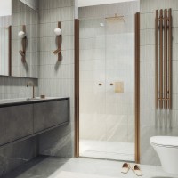 Душевая дверь в нишу Maybahglass MGD-425-2 120 см, профиль матовая бронза, стекло прозрачное