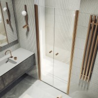 Душевая дверь в нишу Maybahglass MGD-425-2 120 см, профиль матовая бронза, стекло прозрачное