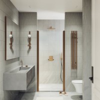 Душевая дверь в нишу Maybahglass MGD-425-2 120 см, профиль матовая бронза, стекло прозрачное