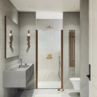 Душевая дверь в нишу Maybahglass MGD-425-2 120 см, профиль матовая бронза, стекло прозрачное