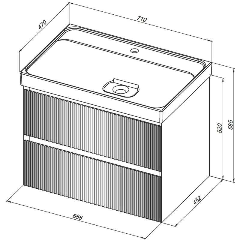 Тумба с раковиной Aquanet Альтера 70 подвесная, белая матовая