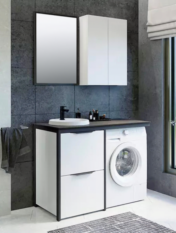 Мебель для ванной комнаты Comforty Лозанна 120 напольная, глянцевая белая, с раковиной Art Inside