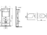 Комплект Унитаз подвесной SantiLine SL-5005T безободковый, с микролифтом, система смыва Tornado + Инсталляция SantiLine SL-01 с кнопкой смыва хром