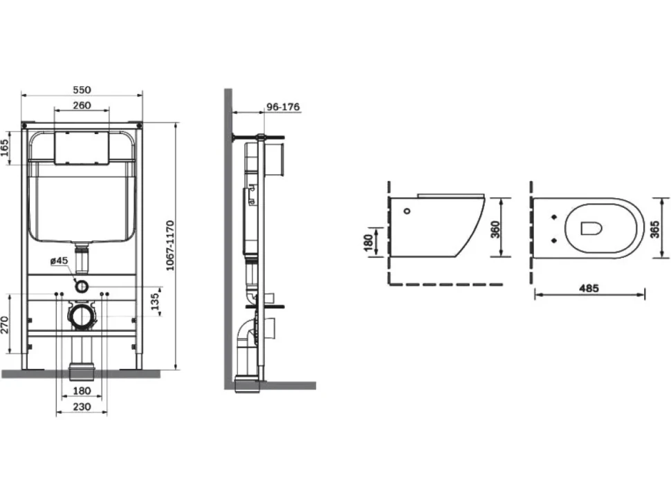 Комплект Унитаз подвесной SantiLine SL-5005T безободковый, с микролифтом, система смыва Tornado + Инсталляция SantiLine SL-01 с кнопкой смыва хром
