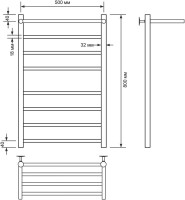 Полотенцесушитель водяной Comfysan Luce W-8 80х50 80x55 см, хром, лесенка, с полкой