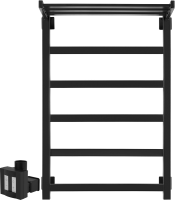 Полотенцесушитель электрический Secado Корсико 1 СП , 80x55 см, скрытое подключение слева, матовый черный, лесенка, с полкой