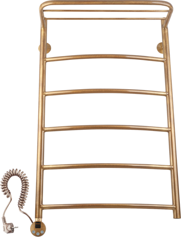 Полотенцесушитель электрический Secado Милан 4 85x55 см, подключение слева, бронза, лесенка, латунь, с полкой