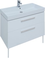 Тумба с раковиной Aquanet Nova 75 белый глянец, ручки хром, ножки белые