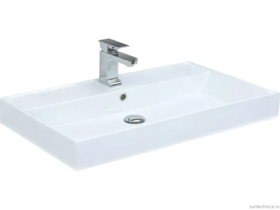 Тумба с раковиной Aquanet Nova 75 белый глянец, ручки хром, ножки белые