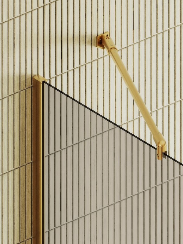 Душевая перегородка Maybahglass MGD-715-3ш 119 см, профиль золото, стекло бронза