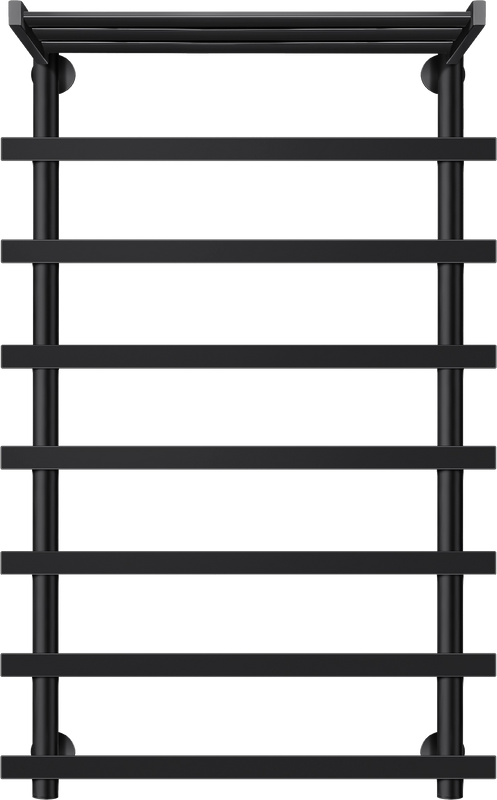 Полотенцесушитель водяной Secado Понтида 1 СП 100x60 см, матовый черный, лесенка, с полкой