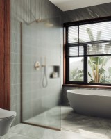 Душевая перегородка Maybahglass MGD-1357-2у 99 см, профиль бронза, стекло сатин