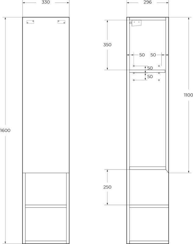 Шкаф пенал для ванной BelBagno Kraft L rovere tabacco, 1 дверь