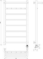 Полотенцесушитель электрический Secado Триада 1 КСП 100x50 см, подключение справа, матовый черный, лесенка, с полкой