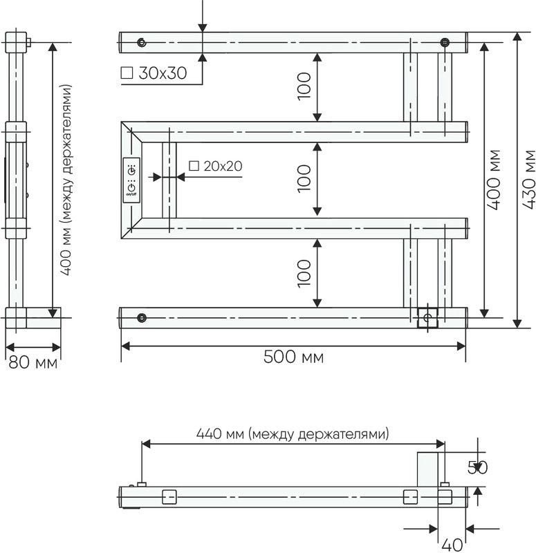 Полотенцесушитель электрический Indigo Muza DGM40-50GFMRt graphite metallic
