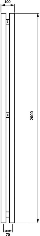 Полотенцесушитель водяной Secado Бергамо 2К 2000/70 200x10 см, матовый черный, I-образный