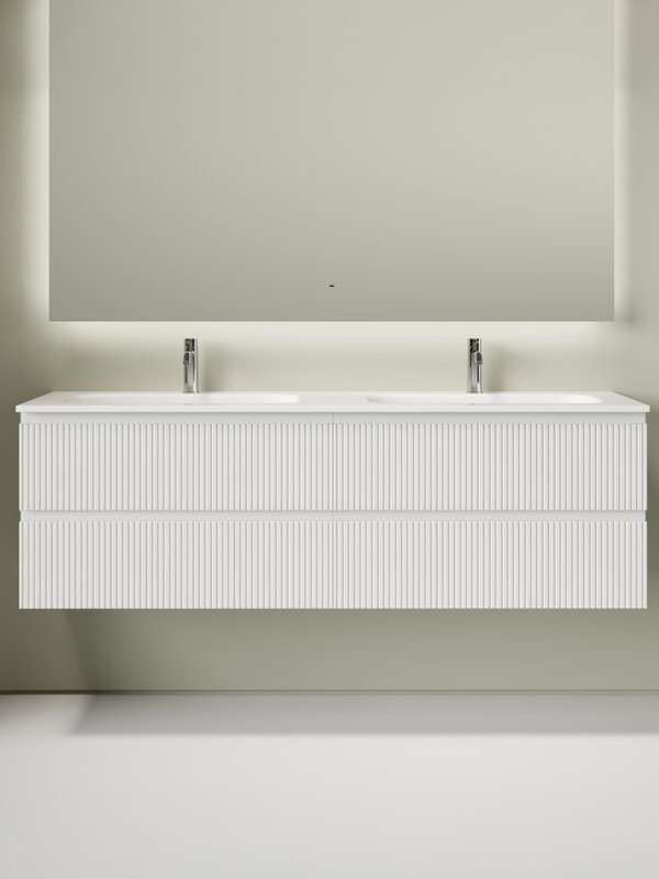 Тумба с раковиной Sancos Snob T 80 bianco, 2 шт, раковина Ceramicanova Grace CN7023 с двумя чашами