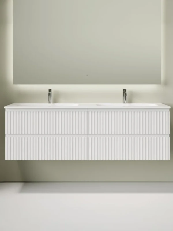 Тумба с раковиной Sancos Snob T 80 bianco, 2 шт, раковина Ceramicanova Grace CN7023 с двумя чашами