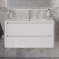 Тумба с раковиной Cezares Relax 100 bianco lucido, раковина Cezares CZR-1000/480-LV-MR-NV