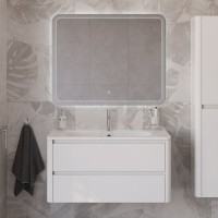 Тумба с раковиной Cezares Relax 100 bianco lucido, раковина Cezares CZR-1000/480-LV-MR-NV