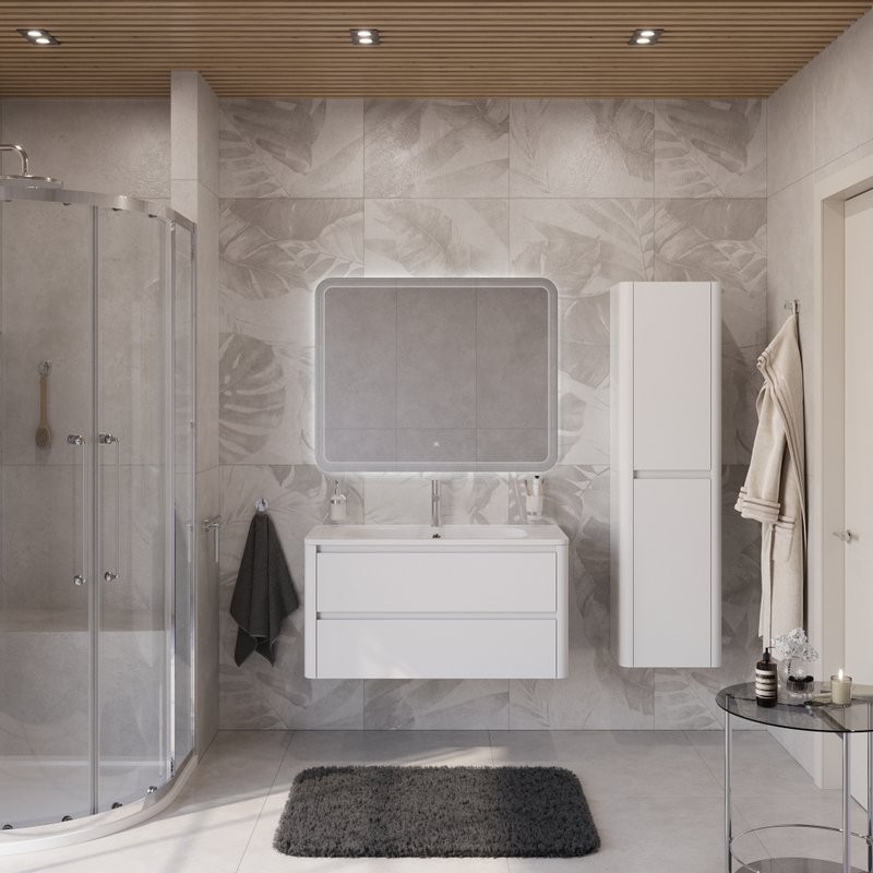 Тумба с раковиной Cezares Relax 100 bianco lucido, раковина Cezares CZR-1000/480-LV-MR-NV