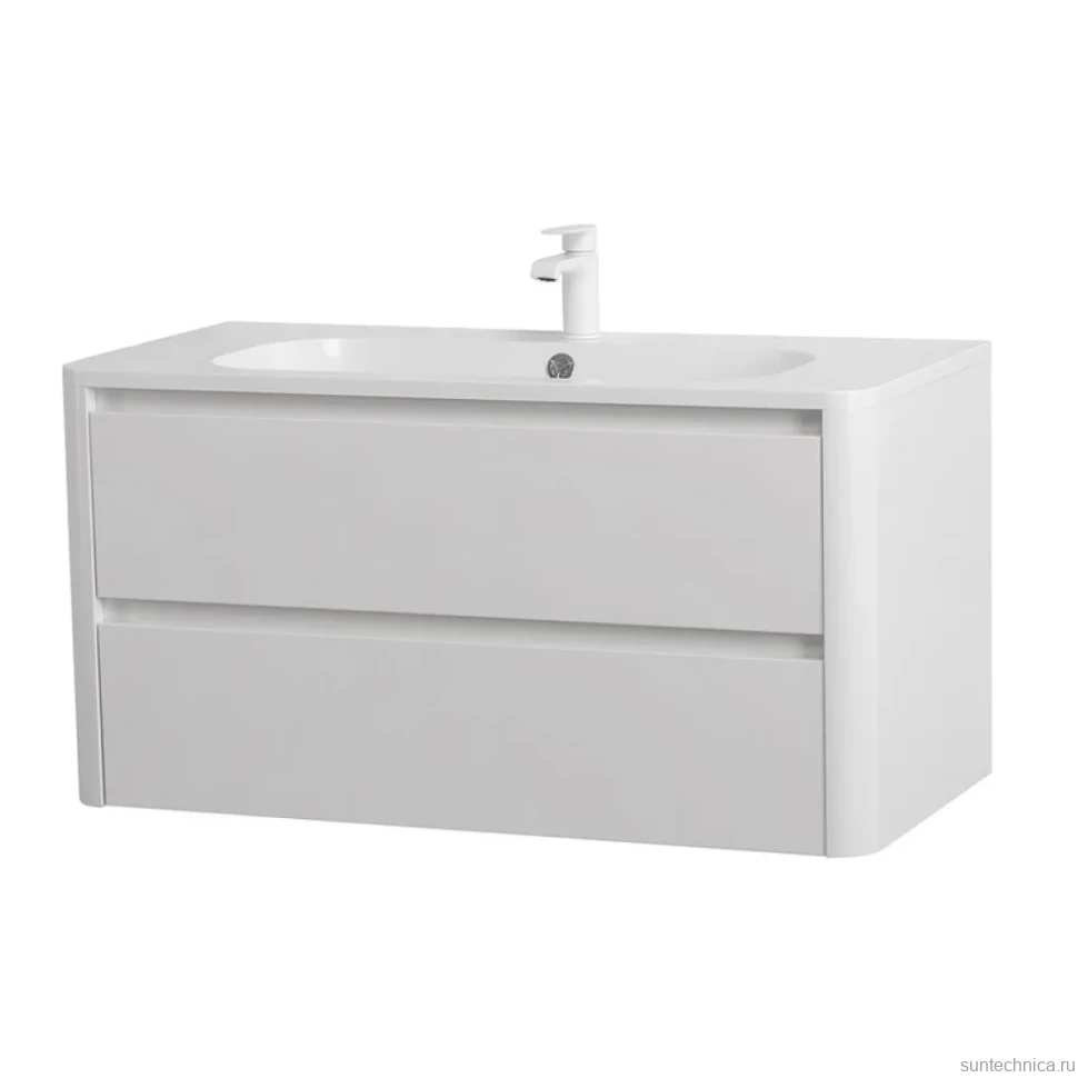 Тумба с раковиной Cezares Relax 100 bianco lucido, раковина Cezares CZR-1000/480-LV-MR-NV