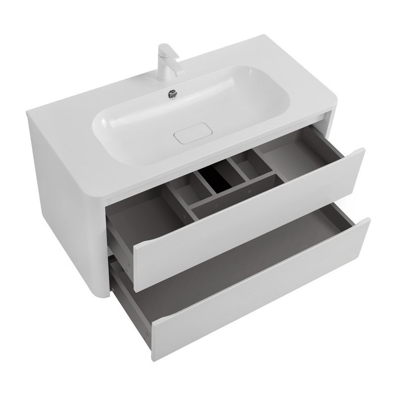 Тумба с раковиной Cezares Relax 100 bianco lucido, раковина Cezares CZR-1000/480-LV-MR-NV