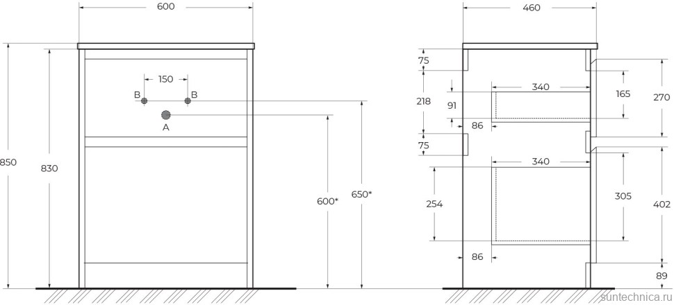 Мебель для ванной комнаты BelBagno Kraft 60 напольная, bianco opaco, раковина BB600ETL
