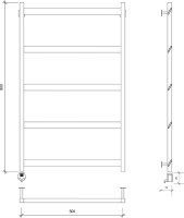 Полотенцесушитель электрический Secado Комано Grado 80х50 80x55 см, подключение слева, черный матовый, лесенка