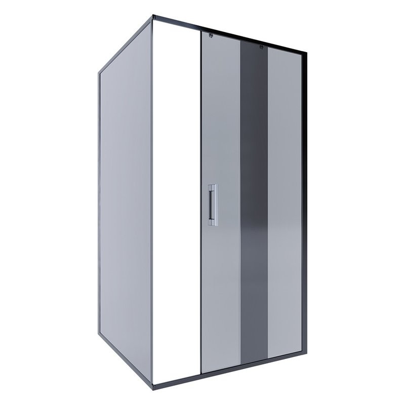 Душевой уголок Alex Baitler AB64B150 + SG64B80 150x80, профиль черный, стекло тонированное