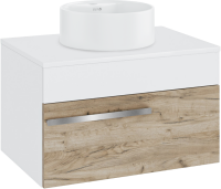 Тумба с раковиной Runo Вудлайн 65 подвесная, крафтовый дуб, раковина Sole 40