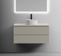 Тумба под раковину со столешницей Sancos Snob T 100 beige soft, столешница бежевая, с отв. под смеситель