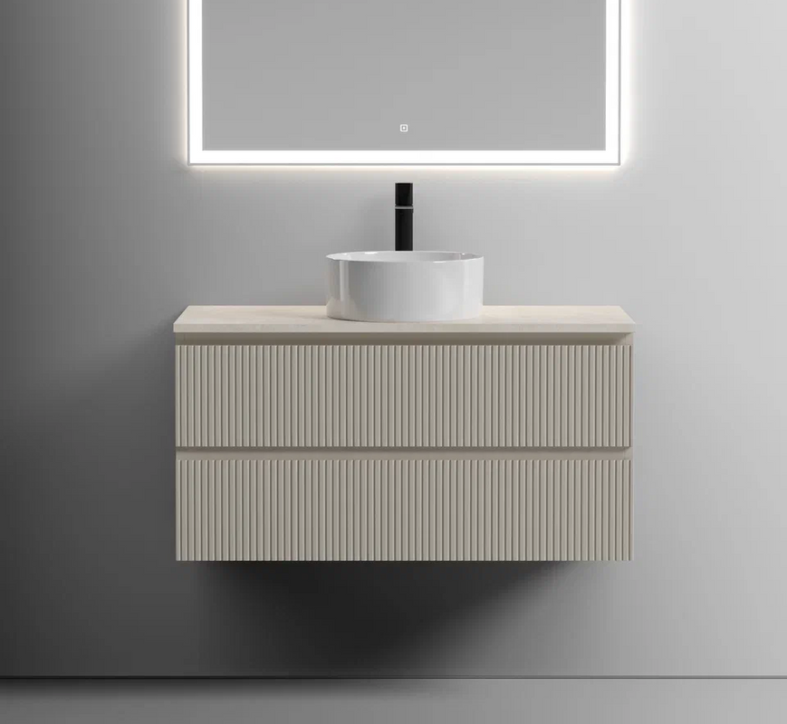 Тумба под раковину со столешницей Sancos Snob T 100 beige soft, столешница бежевая, с отв. под смеситель