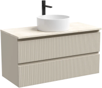 Тумба под раковину со столешницей Sancos Snob T 100 beige soft, столешница бежевая, с отв. под смеситель
