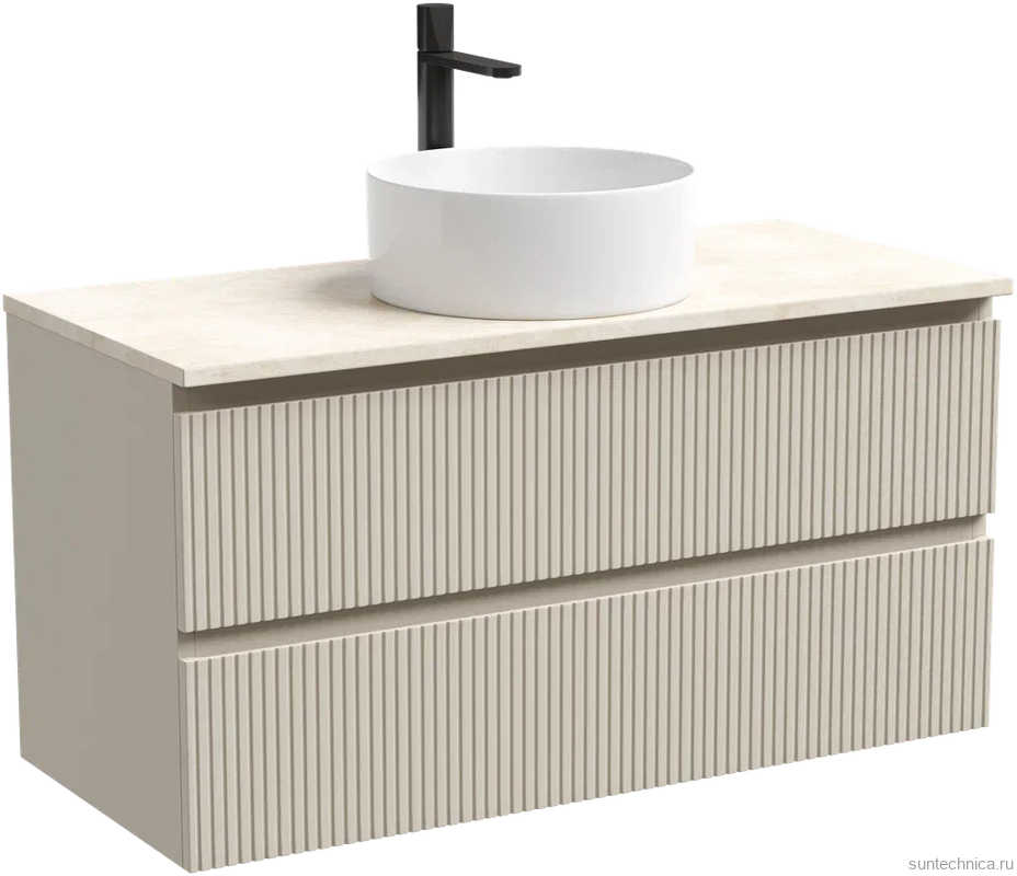 Тумба под раковину со столешницей Sancos Snob T 100 beige soft, столешница бежевая, с отв. под смеситель