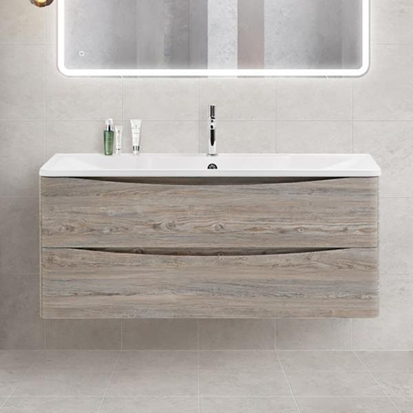 Тумба с раковиной BelBagno Acqua 120 подвесная, pino scania, белая глянцевая раковина