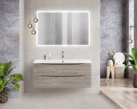 Тумба с раковиной BelBagno Acqua 120 подвесная, pino scania, белая глянцевая раковина