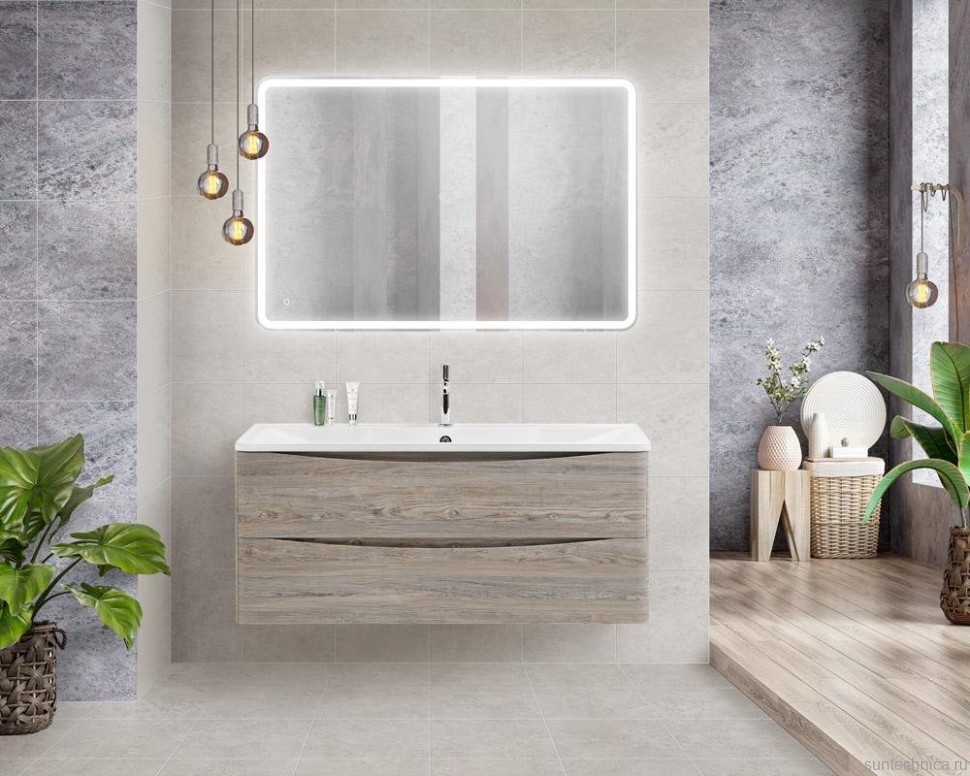 Тумба с раковиной BelBagno Acqua 120 подвесная, pino scania, белая глянцевая раковина
