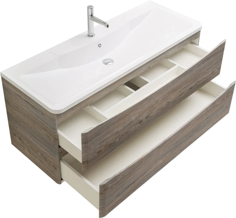 Тумба с раковиной BelBagno Acqua 120 подвесная, pino scania, белая глянцевая раковина