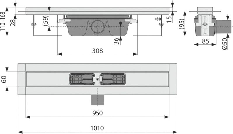 Душевой трап (лоток) AlcaPlast APZ6 S-950 95 см