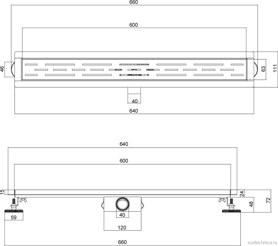 Душевой трап (лоток) Esbano Meta Tile 60 cм, матовое золото