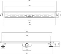 Душевой трап (лоток) Esbano Meta Tile 70 cм, оружейная сталь