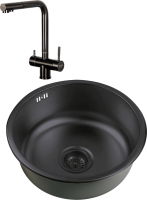 Комплект Мойка Zorg Inox PVD + Смеситель Inox SZR-7039 GRAFIT графит